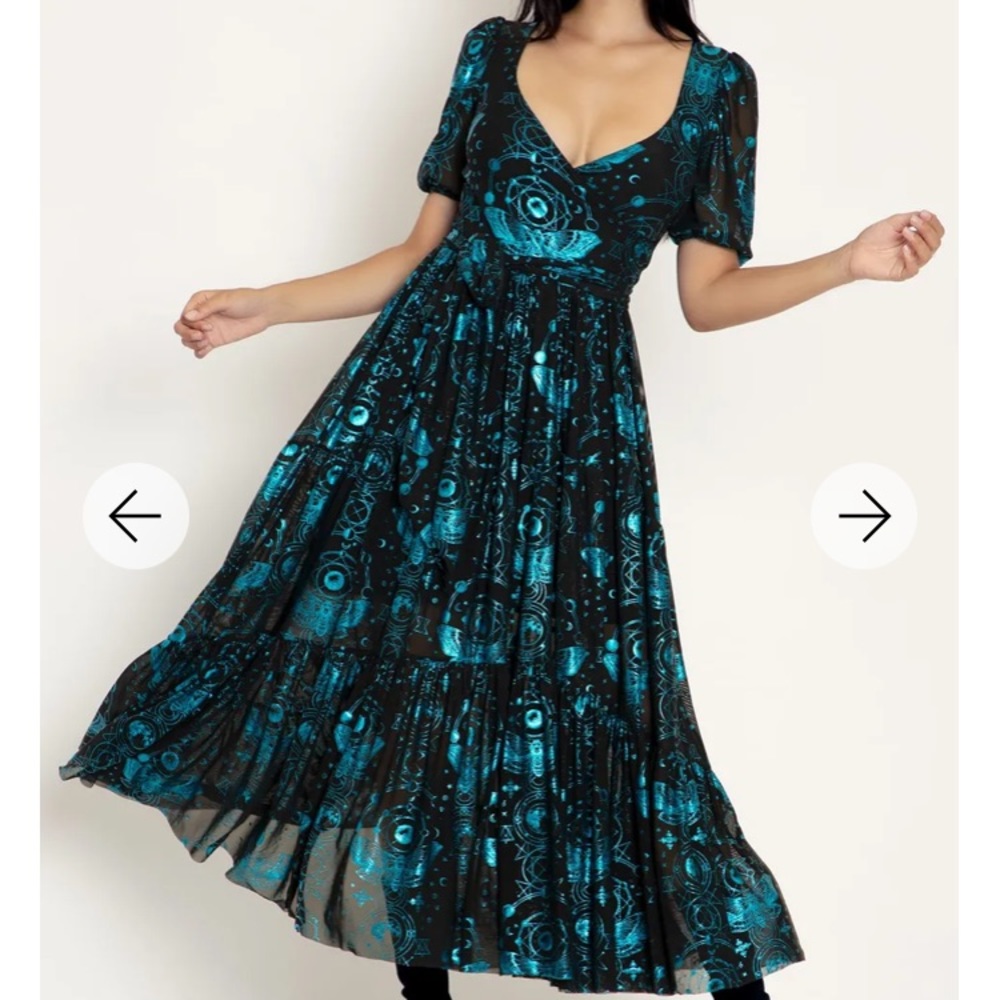 ISO Blackmilk Sacred Moon Teal Wrap Midaxi Dress